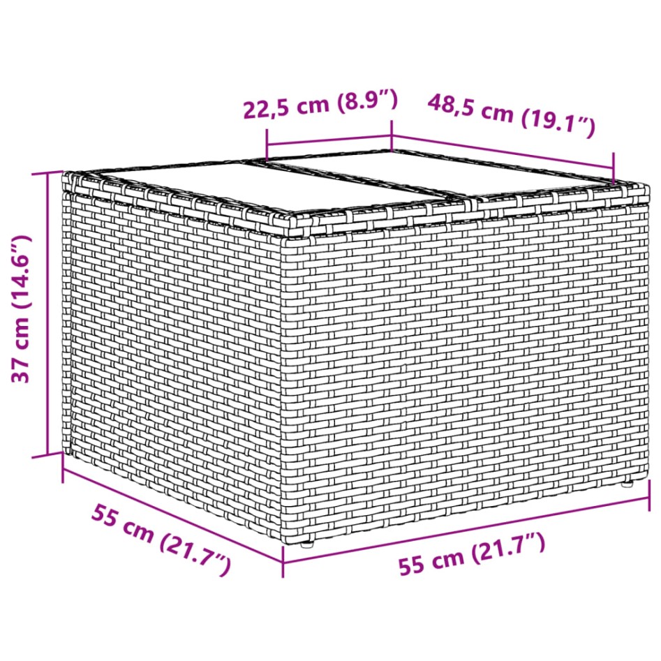 Set de sofás jardín 2 pzas con cojines ratán PE y vidrio