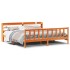 Estructura cama con cabecero madera pino marrón cera 200x200