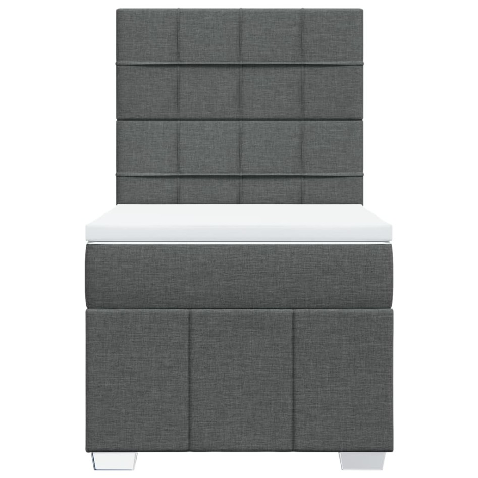 Cama box spring con colchón tela gris oscuro 100x200