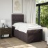 Cama box spring con colchón tela marrón oscuro 100x200
