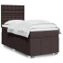 Cama box spring con colchón tela marrón oscuro 100x200