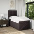 Cama box spring con colchón tela marrón oscuro 100x200