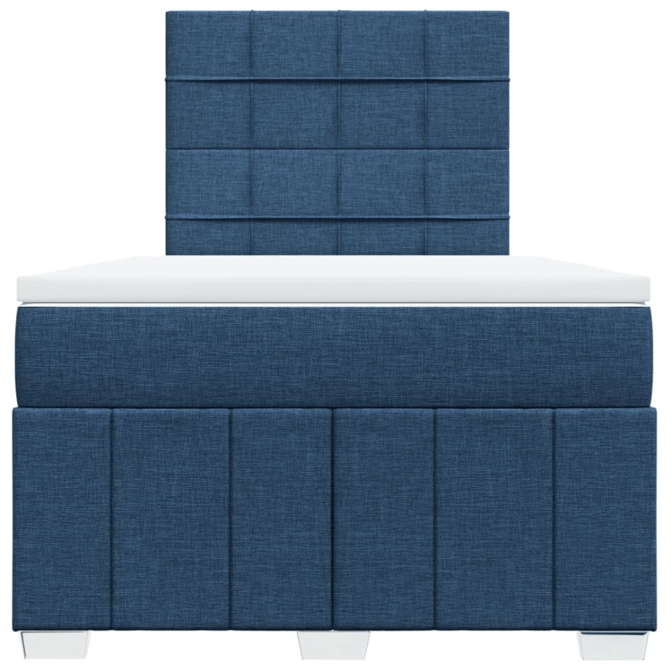 Cama box spring con colchón tela azul 120x190