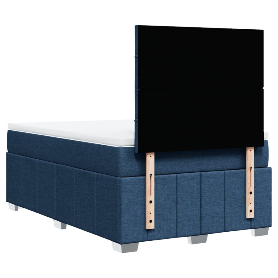 Cama box spring con colchón tela azul 120x190