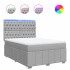 Cama box spring con colchón tela gris claro 140x190