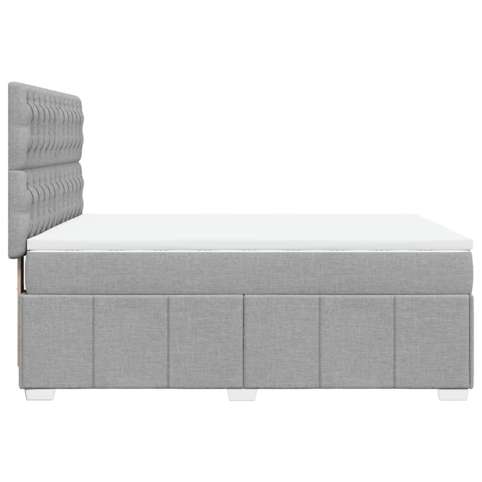 Cama box spring con colchón tela gris claro 140x190