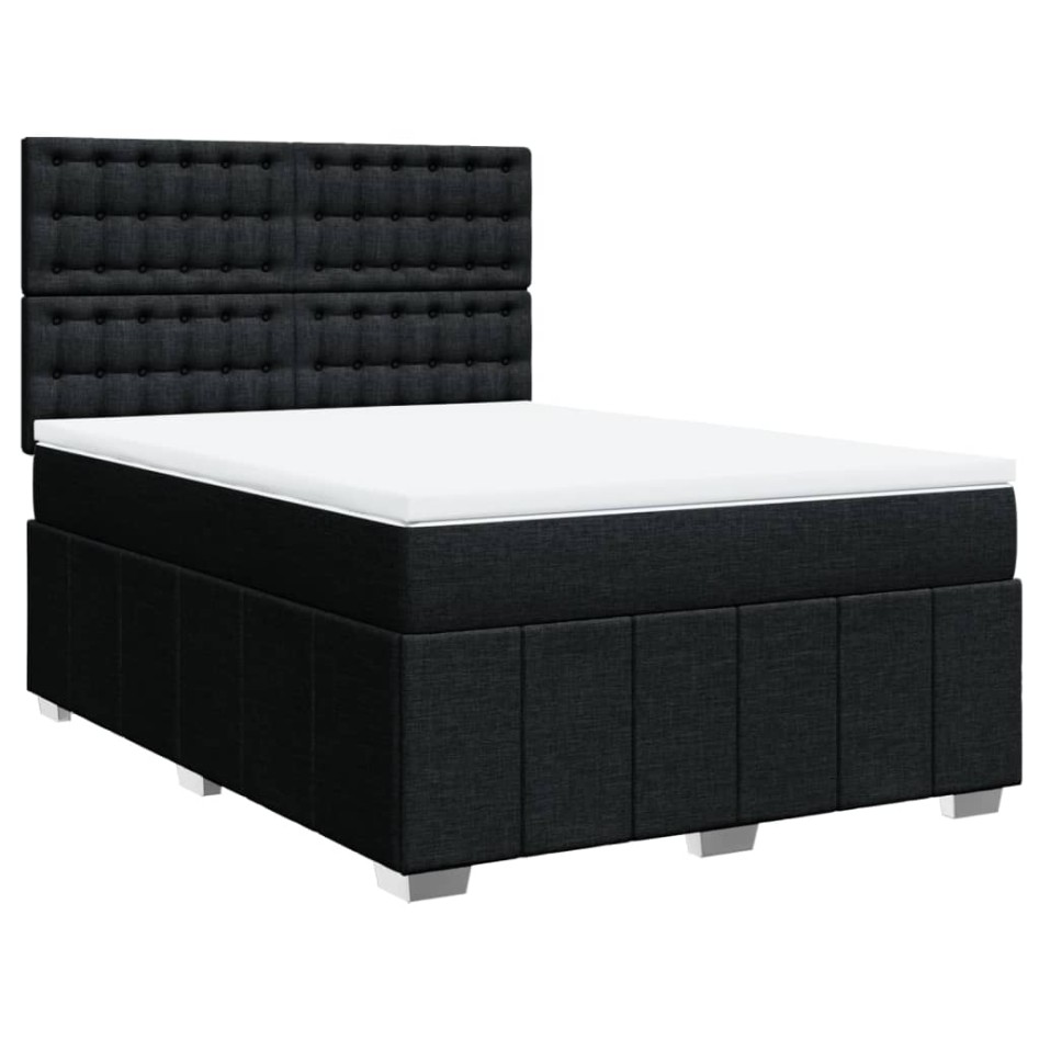 Cama box spring con colchón tela negro 140x190