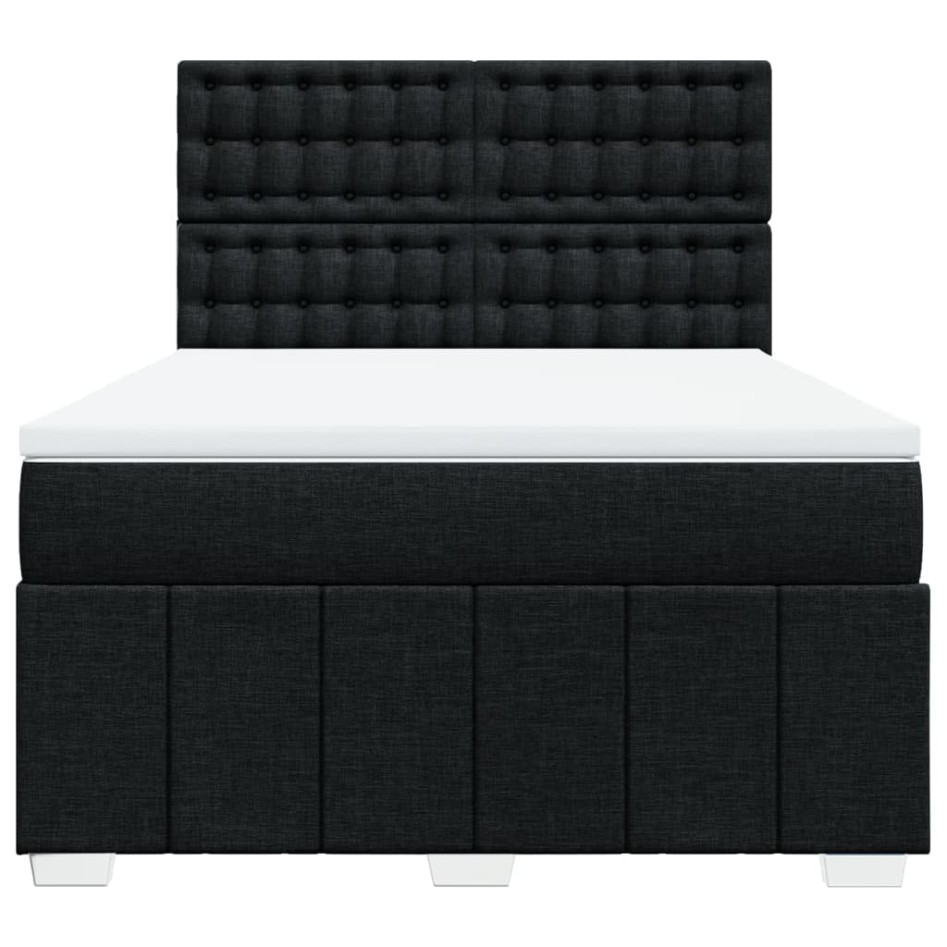 Cama box spring con colchón tela negro 140x190