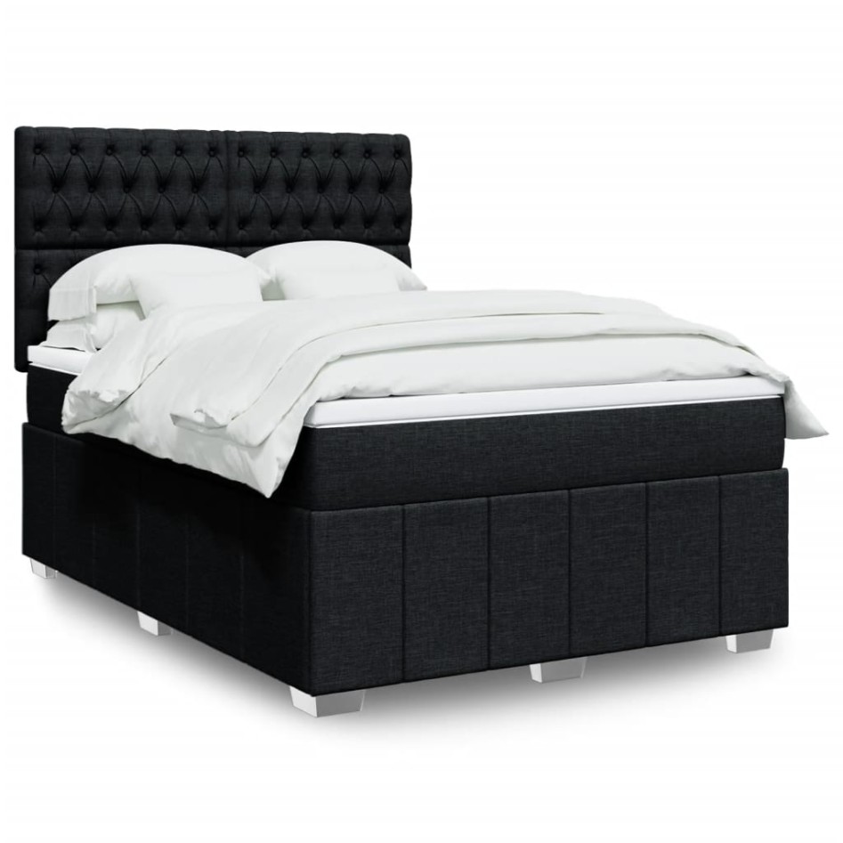 Cama box spring con colchón tela negro 140x190