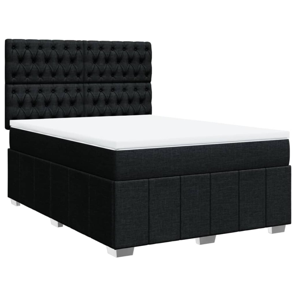 Cama box spring con colchón tela negro 140x190
