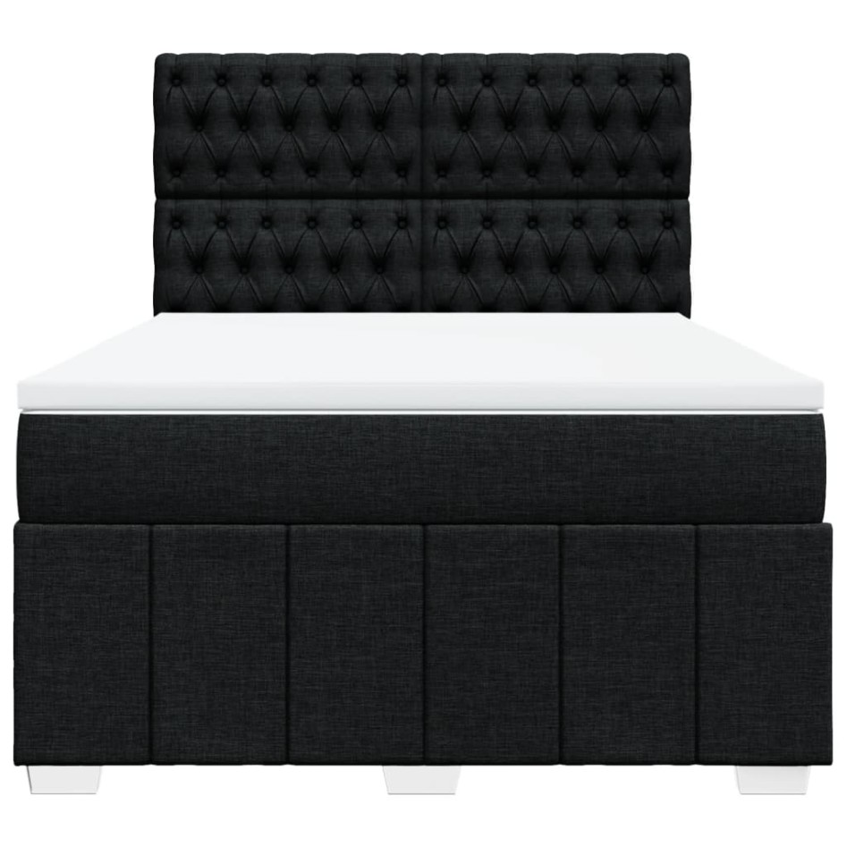 Cama box spring con colchón tela negro 140x190