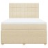 Cama box spring con colchón tela color crema 140x190