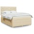 Cama box spring con colchón tela color crema 140x190