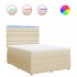 Cama box spring con colchón tela color crema 140x190