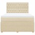 Cama box spring con colchón tela color crema 140x190