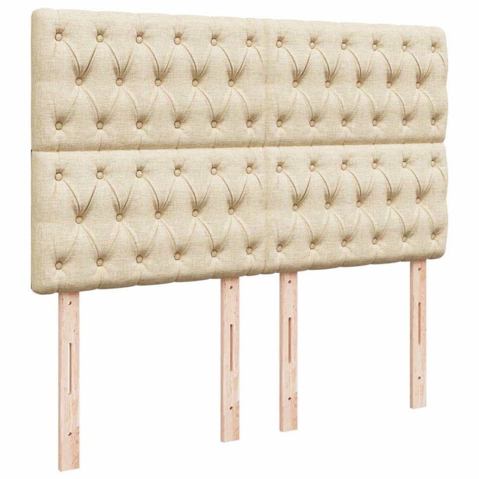 Cama box spring con colchón tela color crema 140x190