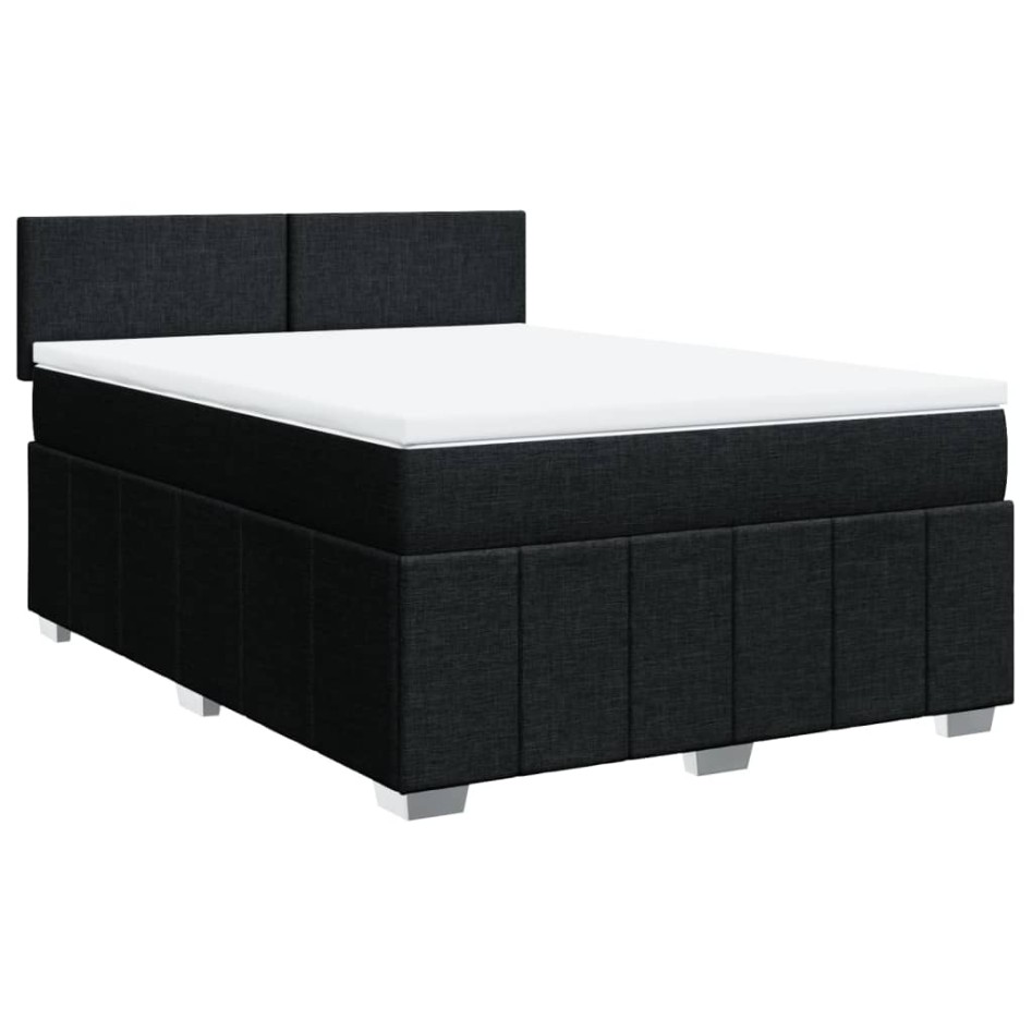 Cama box spring con colchón tela negro 140x190
