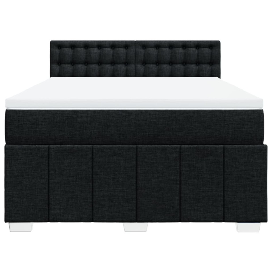 Cama box spring con colchón tela negro 140x190