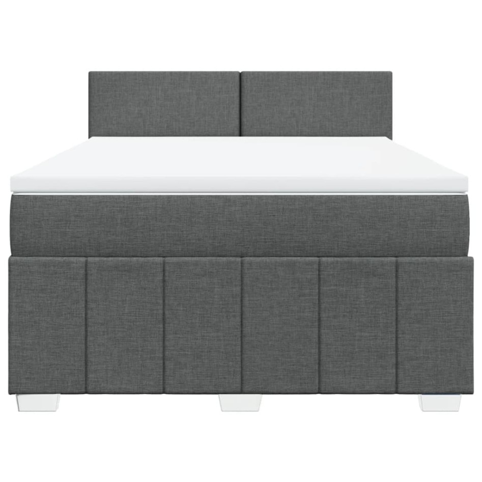 Cama box spring con colchón tela gris oscuro 140x200