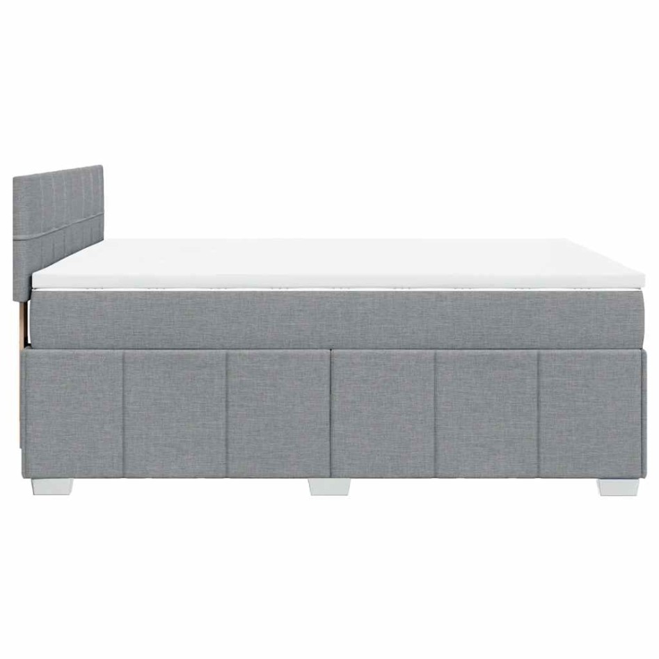 Cama box spring con colchón tela gris claro 140x200