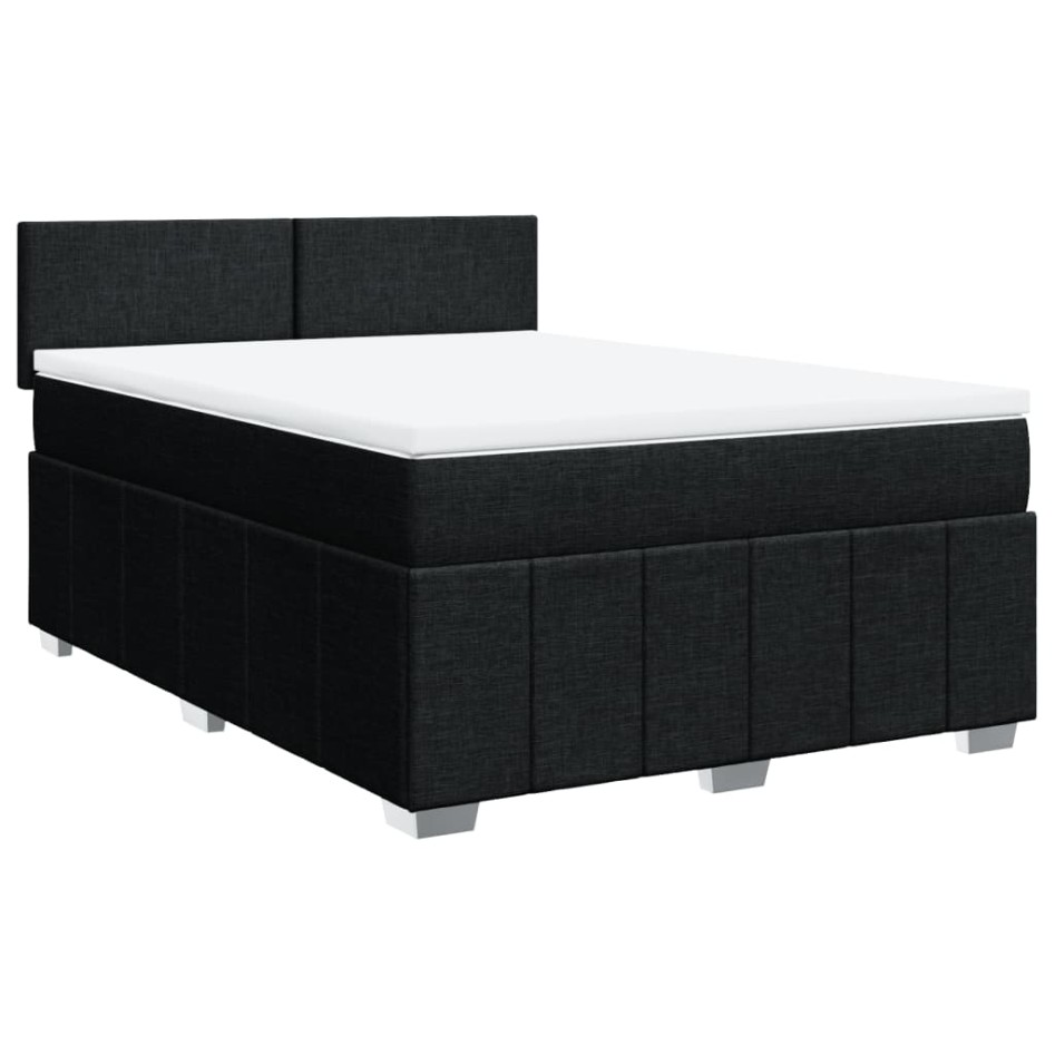 Cama box spring con colchón tela negro 160x200
