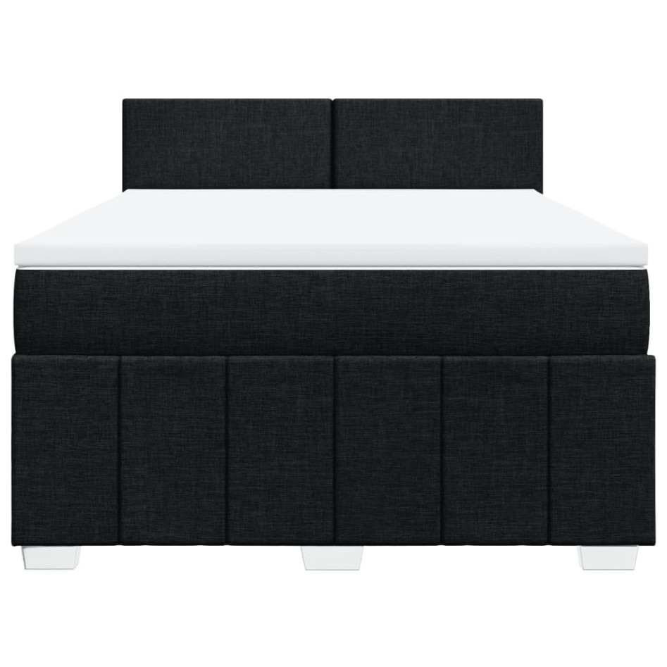 Cama box spring con colchón tela negro 160x200