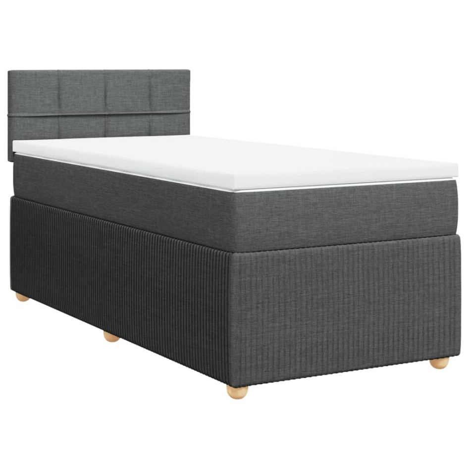 Cama box spring con colchón tela gris oscuro 80x200