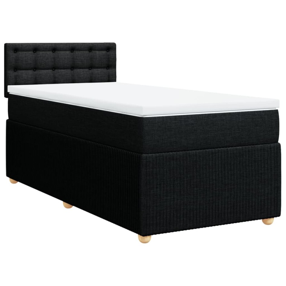 Cama box spring con colchón tela negro 80x200