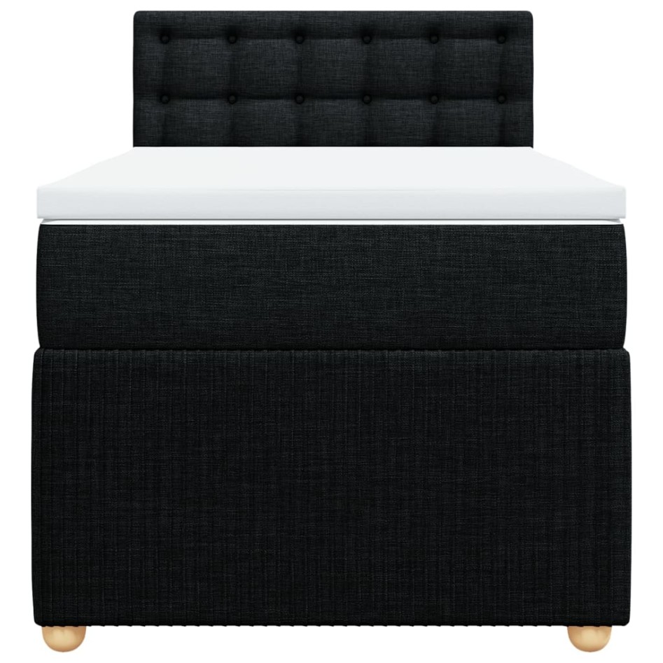 Cama box spring con colchón tela negro 80x200