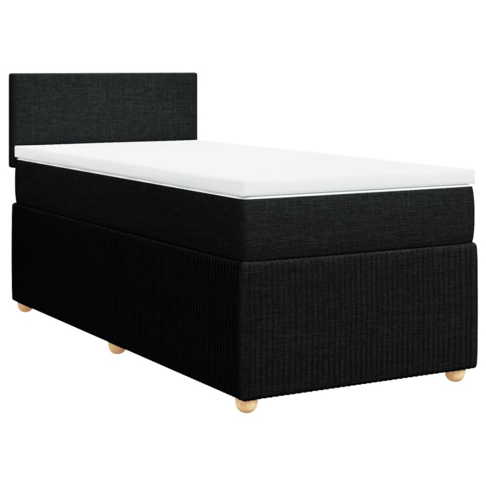 Cama box spring con colchón tela negro 90x200