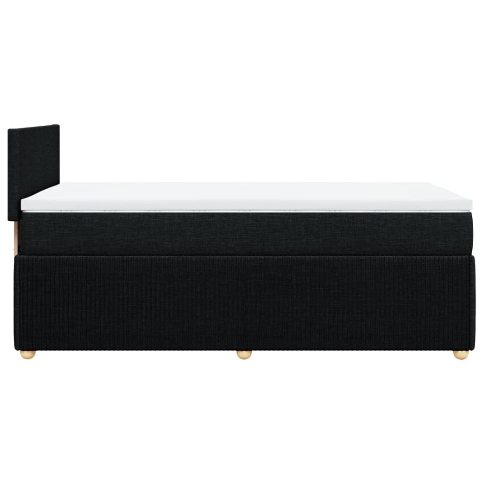 Cama box spring con colchón tela negro 90x200