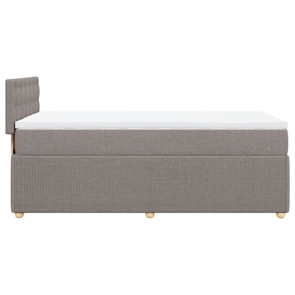 Cama box spring con colchón tela gris taupe 90x200