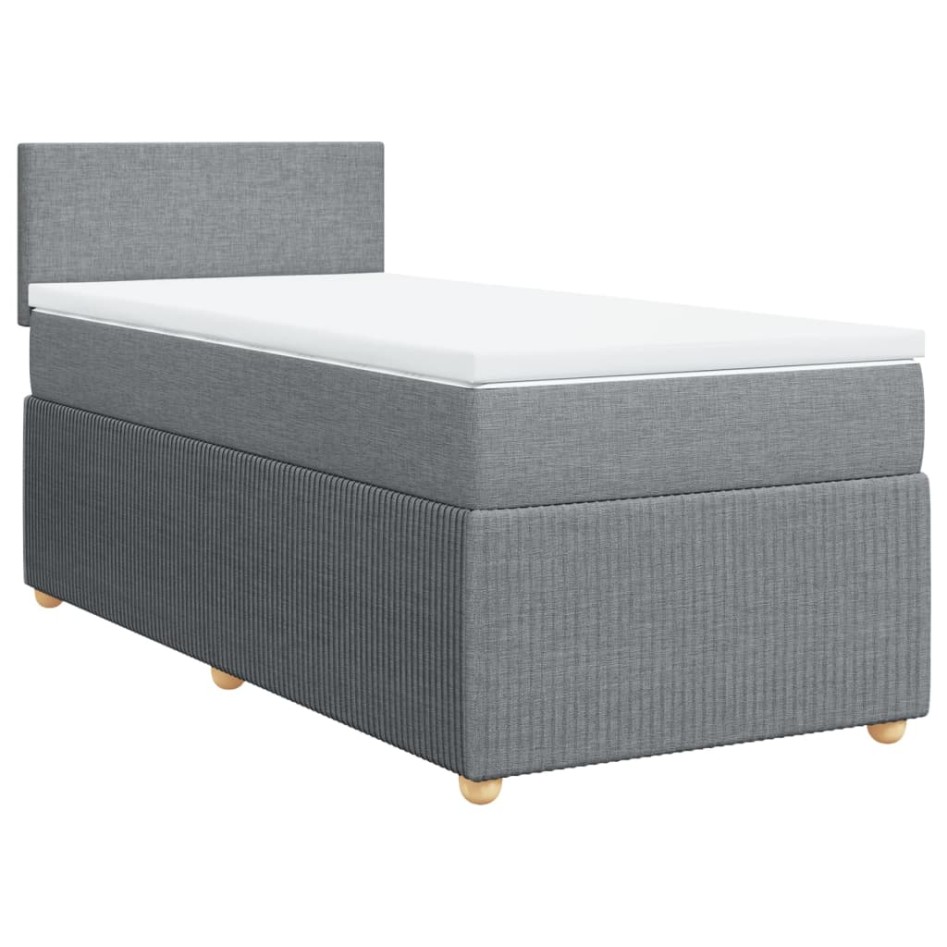 Cama box spring con colchón tela gris claro 100x200