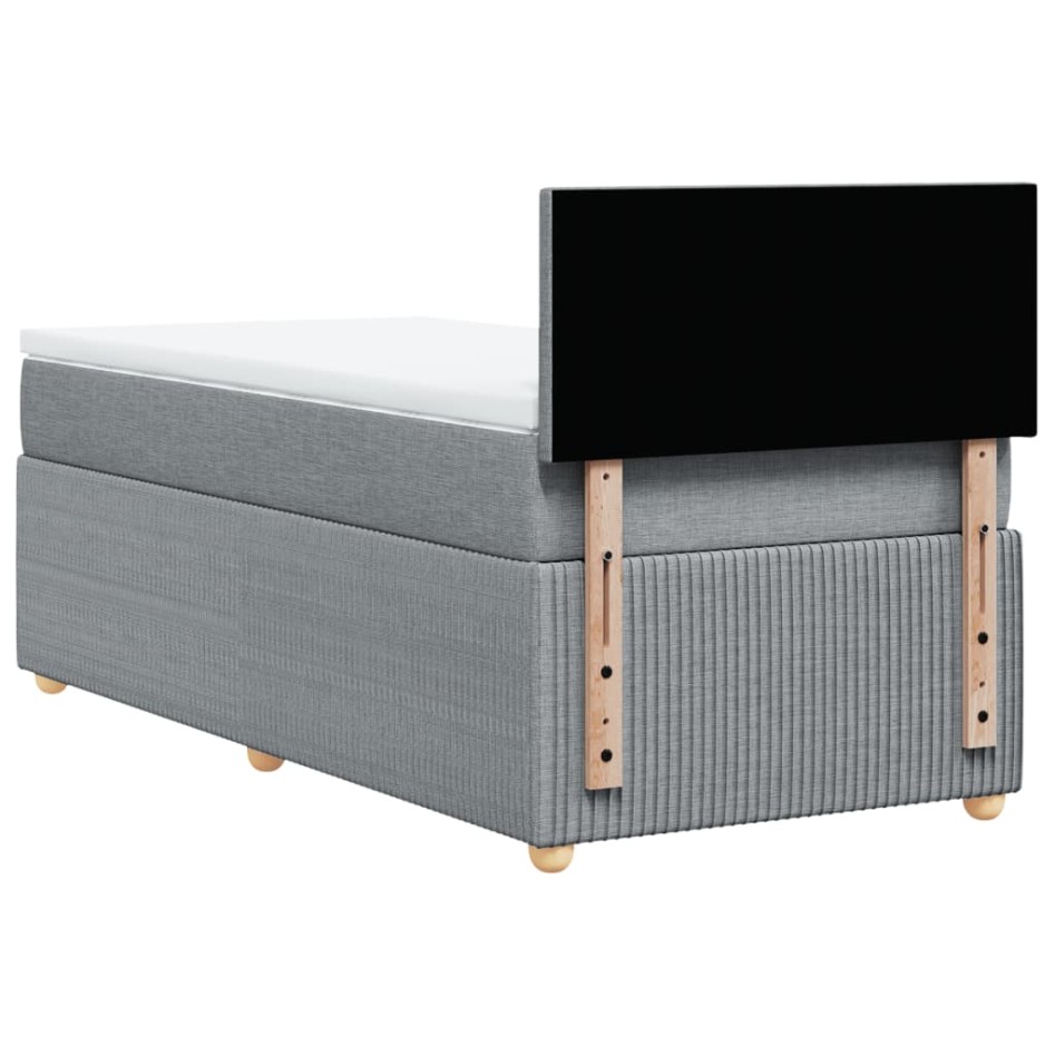 Cama box spring con colchón tela gris claro 100x200