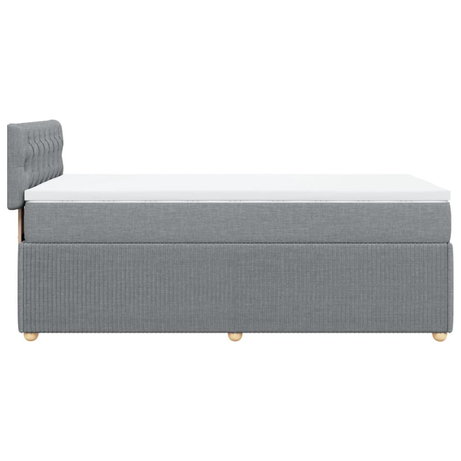 Cama box spring con colchón tela gris claro 100x200