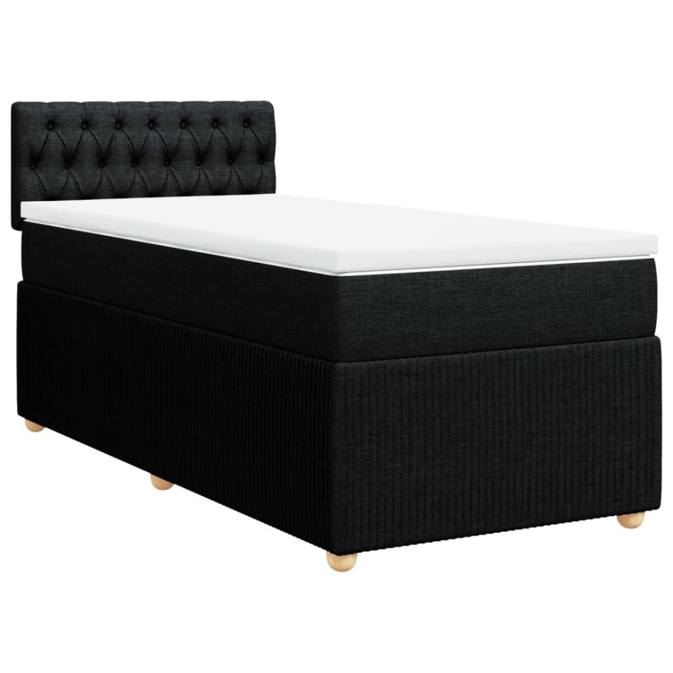 Cama box spring con colchón tela negro 100x200