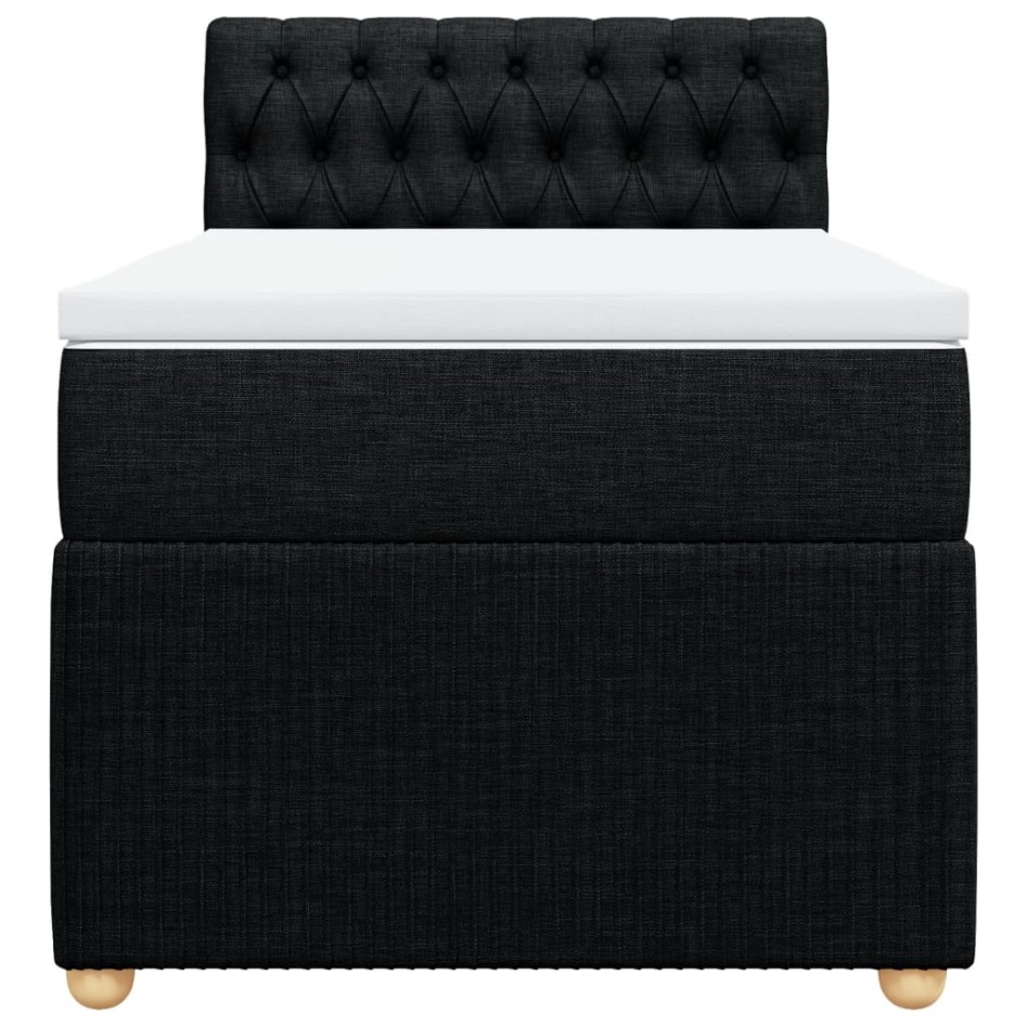Cama box spring con colchón tela negro 100x200
