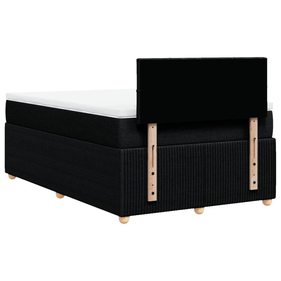 Cama box spring con colchón tela negro 120x190