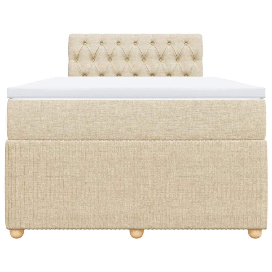 Cama box spring con colchón tela color crema 120x190