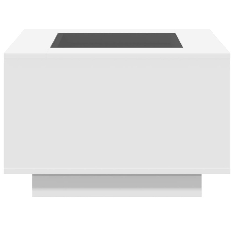 Mesa de centro con luz LED madera ingeniería blanca 60x60x40