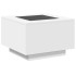 Mesa de centro con luz LED madera ingeniería blanca 60x60x40
