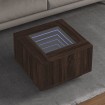 Mesa de centro y LED madera ingeniería marrón roble 60x60x40 cm