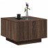 Mesa de centro y LED madera ingeniería marrón roble 60x60x40