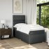 Cama box spring con colchón tela gris oscuro 80x200