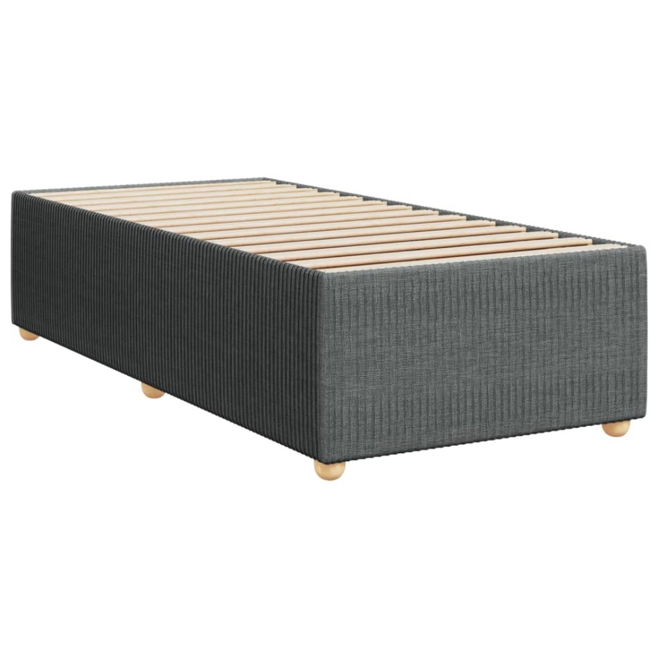 Cama box spring con colchón tela gris oscuro 80x200