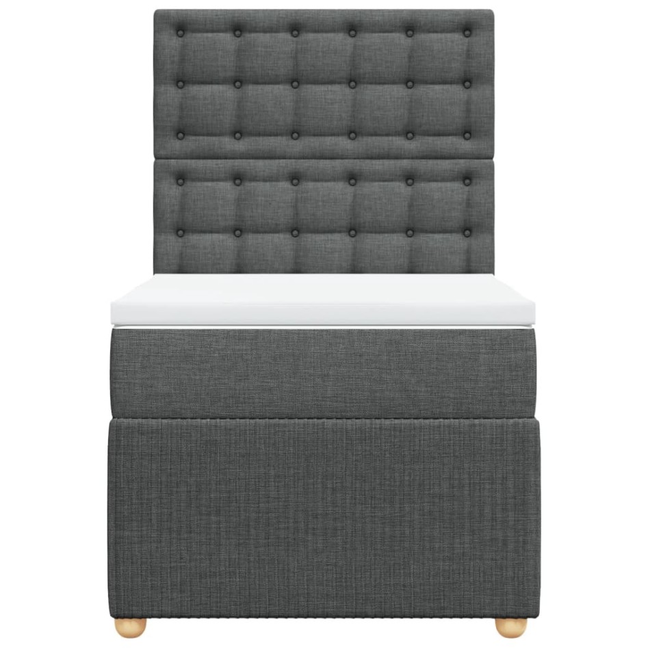 Cama box spring con colchón tela gris oscuro 80x200