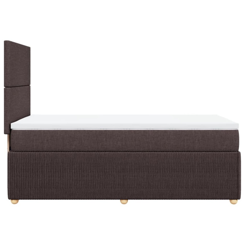 Cama box spring con colchón tela marrón oscuro 90x200