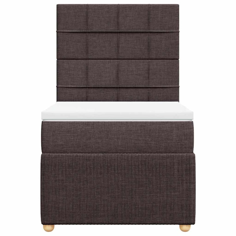 Cama box spring con colchón tela marrón oscuro 90x200