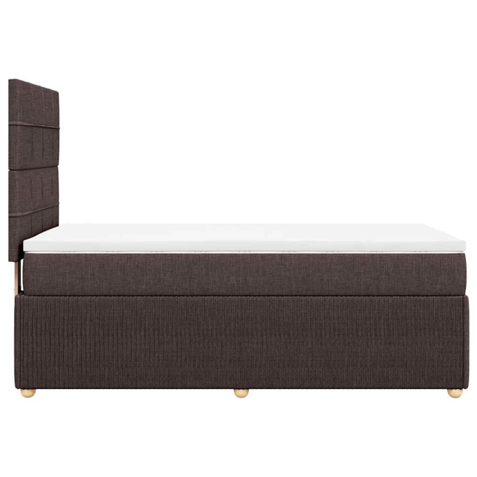 Cama box spring con colchón tela marrón oscuro 90x200