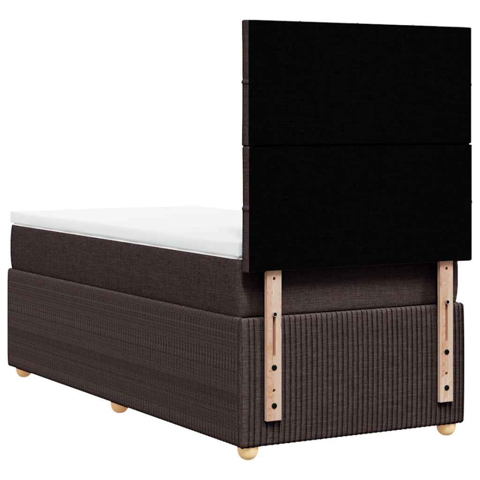 Cama box spring con colchón tela marrón oscuro 90x200